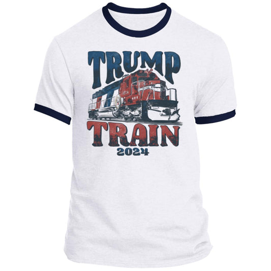 TRUMP TRAIN 2024 NAVY RINGER T-SHIRT