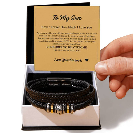 To My Son I Vegan Leather Bracelet